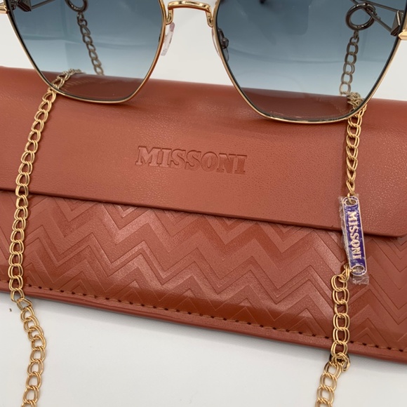 Missoni Mis 0052/S Sunglasses Rose Gold/Blue lens with chain main image 6